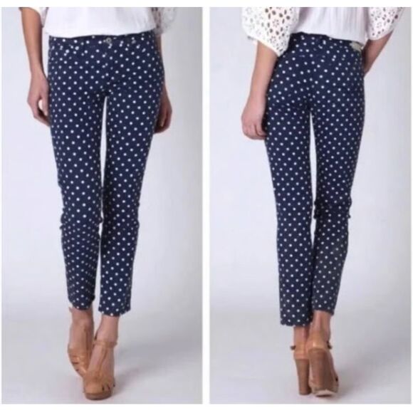 AG Adriano Goldschmied | the Stevie Ankle | Slim Straight leg Jeans | Navy Polka - Picture 2 of 10